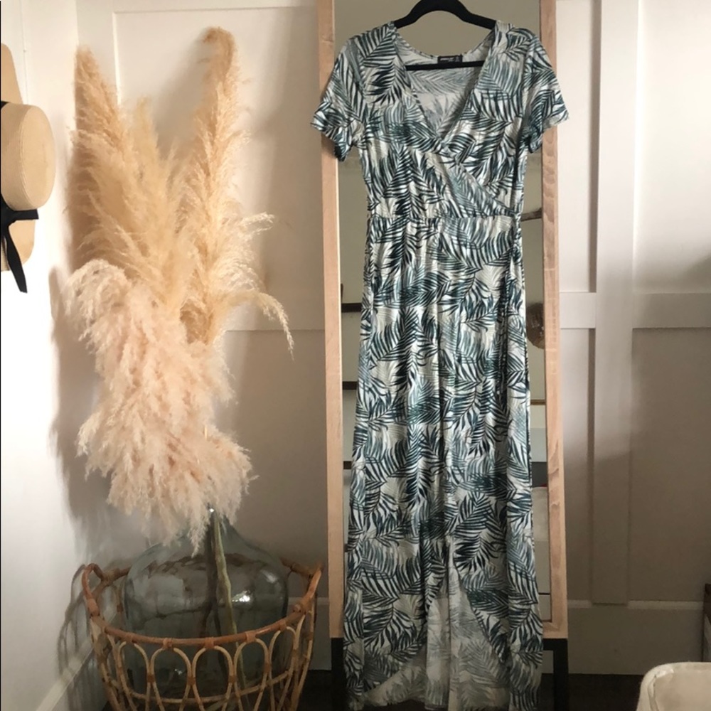 Leaf wrap maxi dress